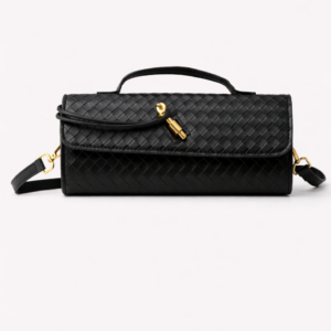 Noor Black Woven Leather Handbag