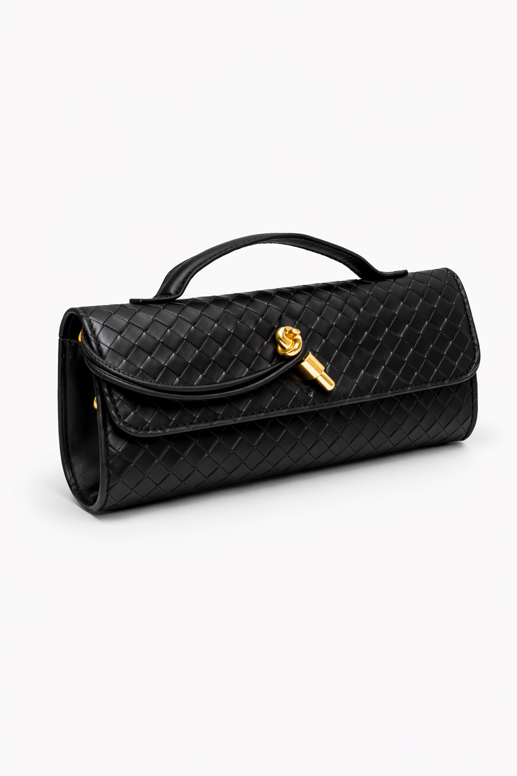 Noor Black Woven Leather Handbag