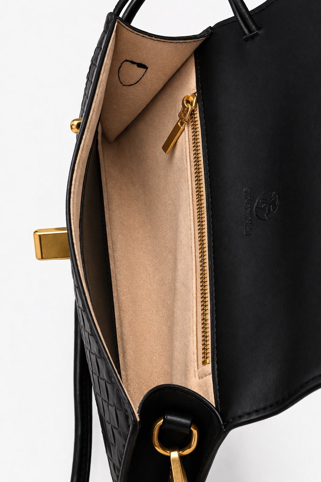 Noor Black Woven Leather Handbag
