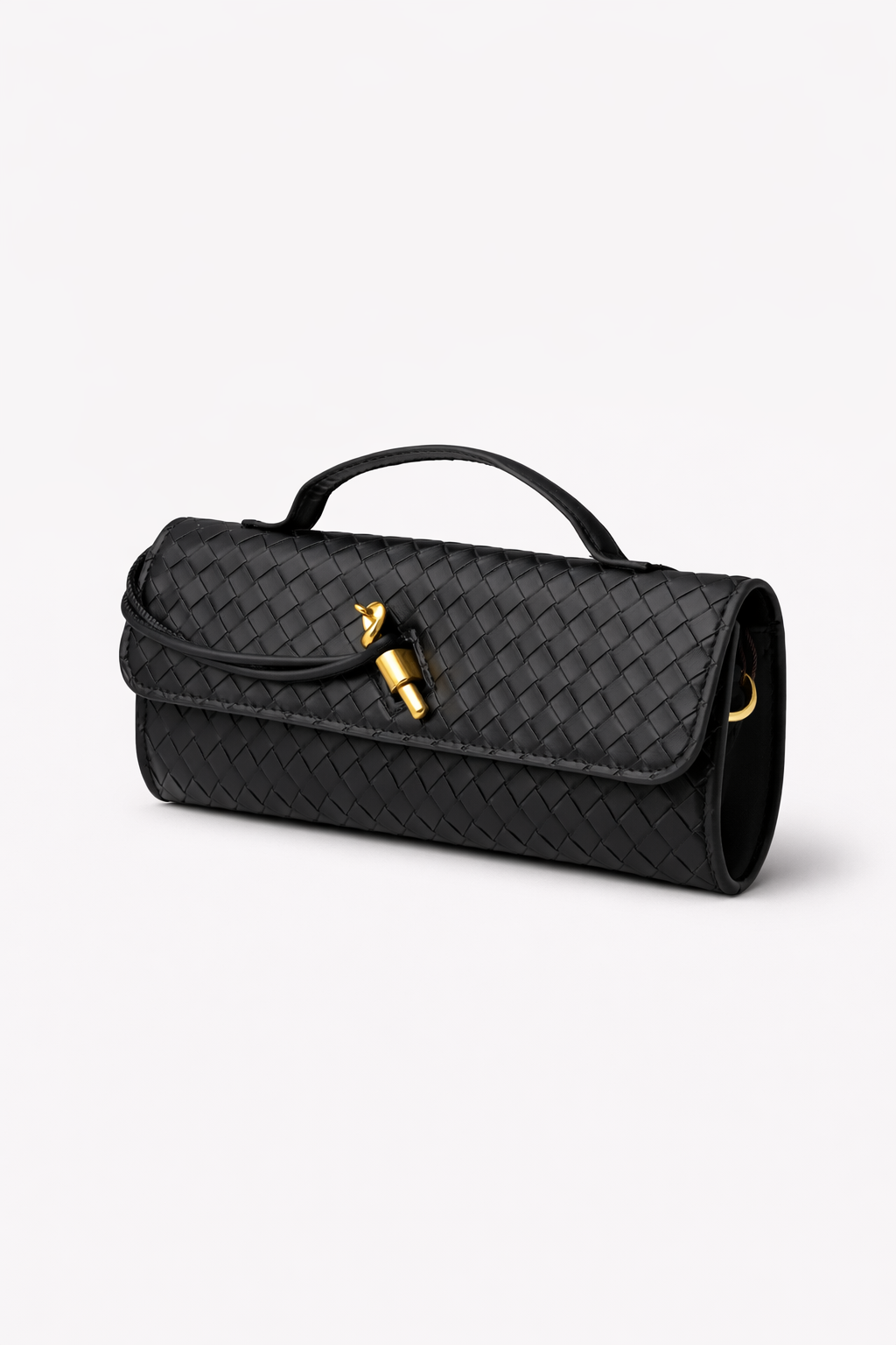 Noor Black Woven Leather Handbag